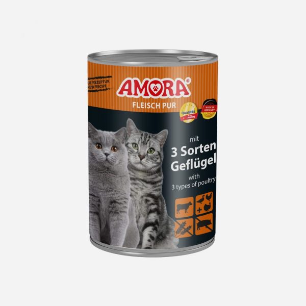 AMORA Cat Fleisch Pur 3xGeflügel 400gD
