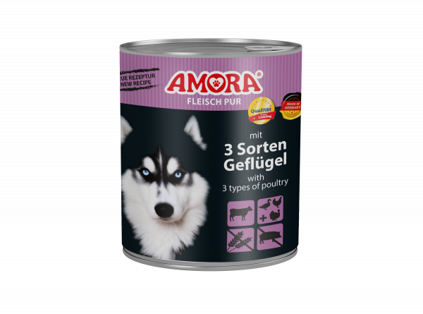 AMORA Dog Pur 3 Sorten Geflügel 800gD