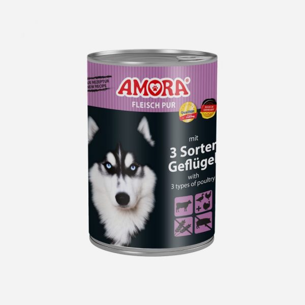 AMORA Dog Pur 3xGeflüg 400gD